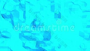 蓝色金属低聚波动表面作为三维卡通背景。 蓝色多边形几何振动环境或